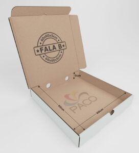 Pudełko na pizzę biało szare 60×60 cm Fala B  600 SZT PALETA