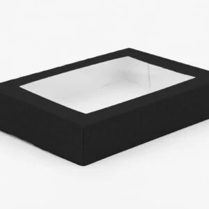 Opakowanie papierowe na SUSHI z okienkiem PET  26x19x5 cm 50 SZT CZARNE