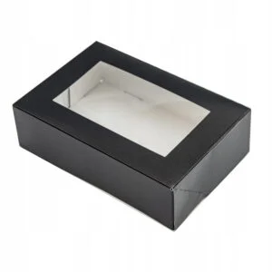 Opakowanie papierowe na SUSHI z okienkiem PET  17x11,5x5 cm 50 SZT CZARNE
