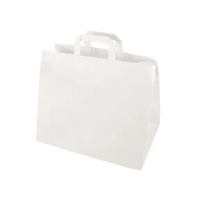 Torby papierowe, 27 cm x 32 cm x 21,5 cm, kolor: biały , z uchwytem 50 szt