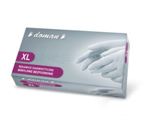 Rękawiczki winylowe bezpudrowe rozmiar XL 100 szt DOMAN