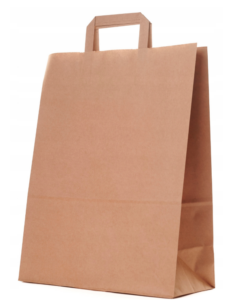 Torba papierowa DUŻA ZAKUPOWA brązowa catering dietetyczny płaski uchwyt 32x16x42 cm  KARTON 250 szt