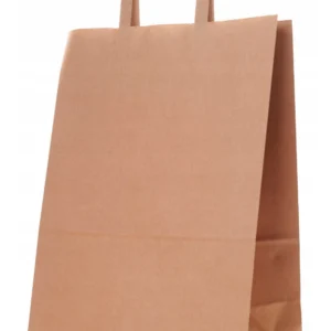 Torba papierowa DUŻA ZAKUPOWA brązowa catering dietetyczny płaski uchwyt 32x16x42 cm  KARTON 250 szt