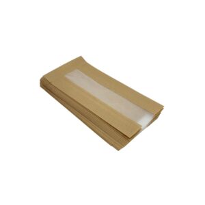 Torebka fałdowa z okienkiem cristal 240x110x60 mm BRĄZOWA 1000 szt