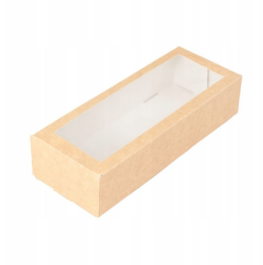 Opakowanie papierowe na SUSHI z okienkiem PET na jedną rolkę 22x9x5 cm 50 SZT KRAFT