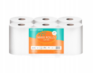 Ręcznik papierowy w roli biały celuloza dwuwarstwowy 95 metrów zgrzewka 6 szt