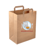 Torba papierowa z logo płaski uchwyt Z NADRUKIEM 1-STRONNYM 32x16x45 cm 100 szt ZAKUPOWA