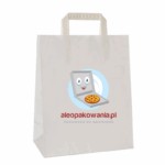 Torba papierowa malutka biała płaski uchwyt 18x9x23 cm Z NADRUKIEM 1 STRONNYM 100 szt