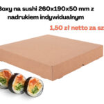 Boxy na sushi z nadrukiem indywidualnym 260x190x50 kraft 50 szt