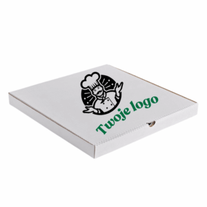 Pudełko na pizzę biało- szare 32 x 32 cm TWOJE LOGO 50 szt