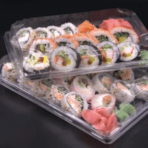 HP11 Pojemniki czarne sushi z przykrywką 260x190x45 mm 50 szt