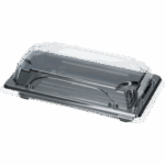 HP01 Pojemniki czarne sushi z przykrywką 160x91x45 mm 50 szt