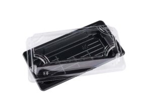 HP02 Pojemniki czarne sushi z przykrywką 220x90x45 mm 50 szt
