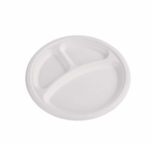 Ekologiczny trójdzielny talerz 23 cm z pulpy trzciny cukrowej 50 szt