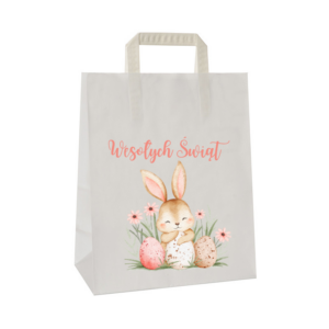 Torba papierowa z nadrukiem WIELKANOC WESOŁYCH ŚWIĄT 26x14x32 cm 100 SZT